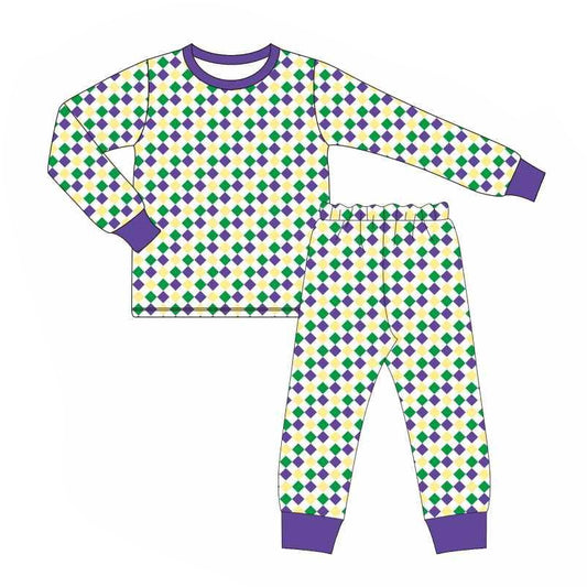 Toddler Boys Mardi Gras Checked Long Sleeve Pajama Se Preorder