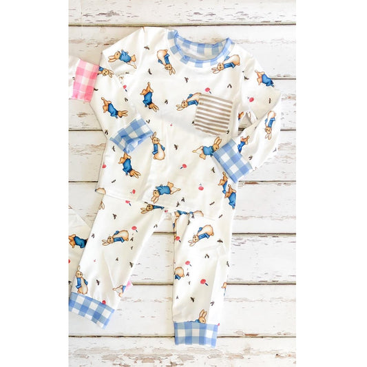 Toddler Boys Easter Rabbie Long Sleeve Pajama Set Preorder