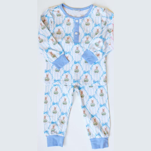 BLP1055 Baby Boys Easter Rabbit Long Sleeve Pajama Set Preorder