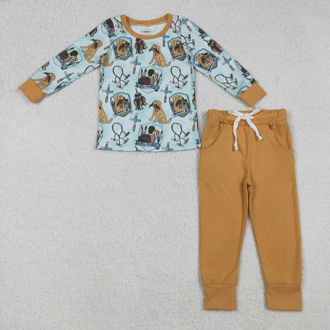 Sibling Baby Boys Hunting  Camo Duck Deet Long Sleeve Pajama Set