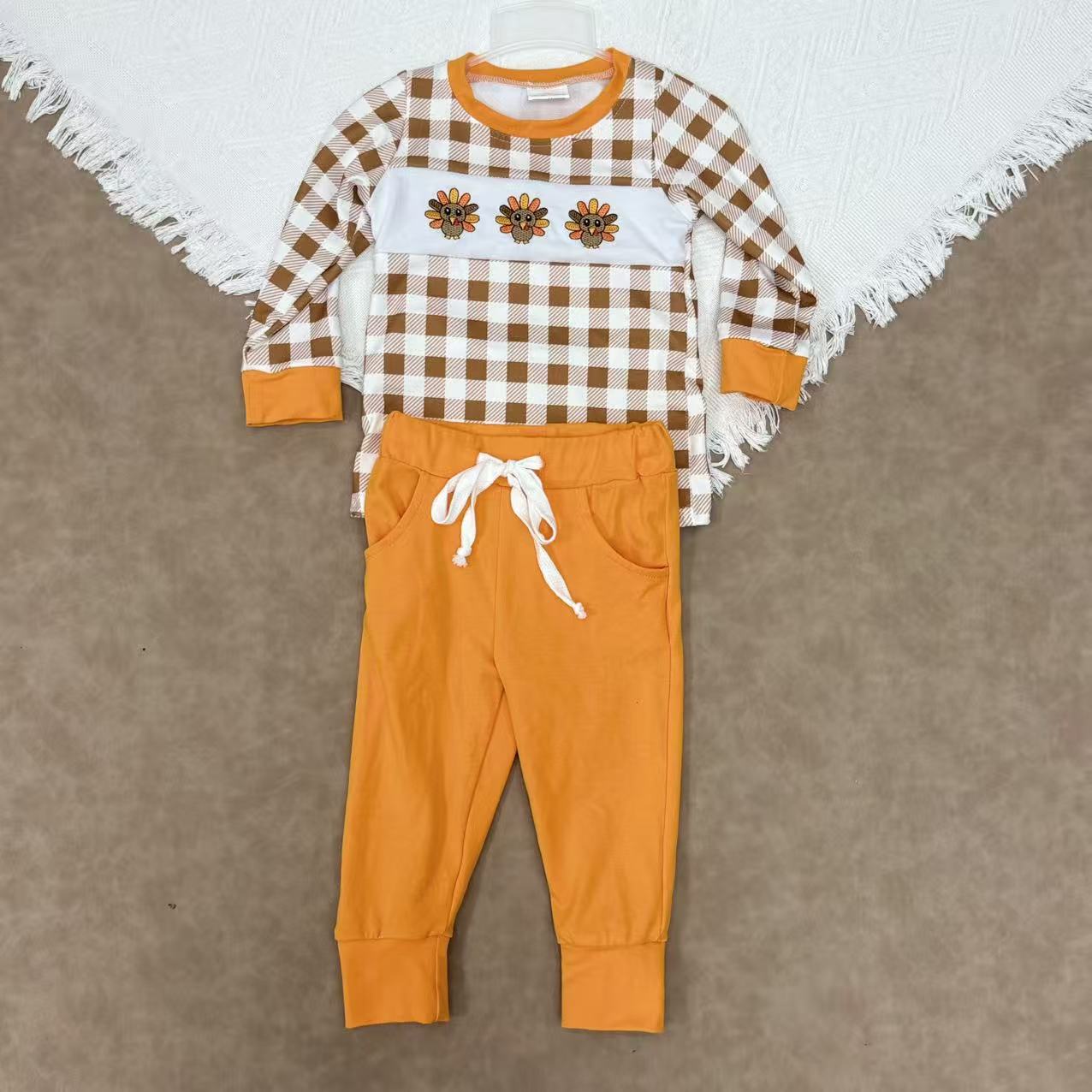 BLP1186 Kids Boys Thankgiving Turkey Jogger  Outfit