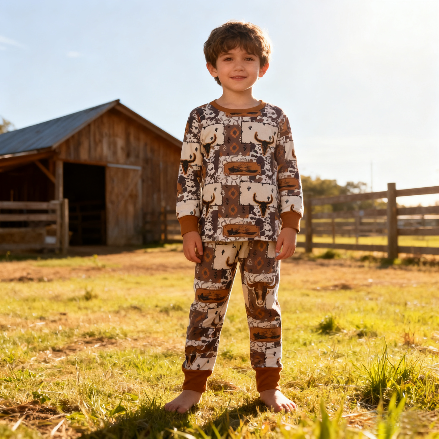 BLP1200 KIds Boys Western Long Sleeve pajama set