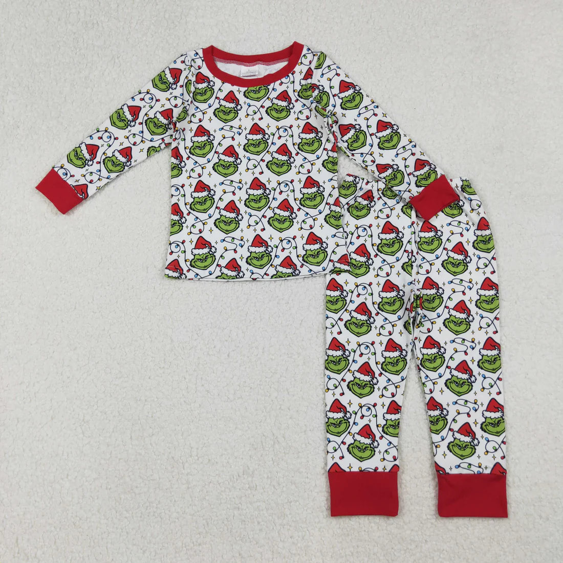 Sibling Baby Kids  Christmas Green Face Pajamas Sets Zipper Footie Rompers Blankets