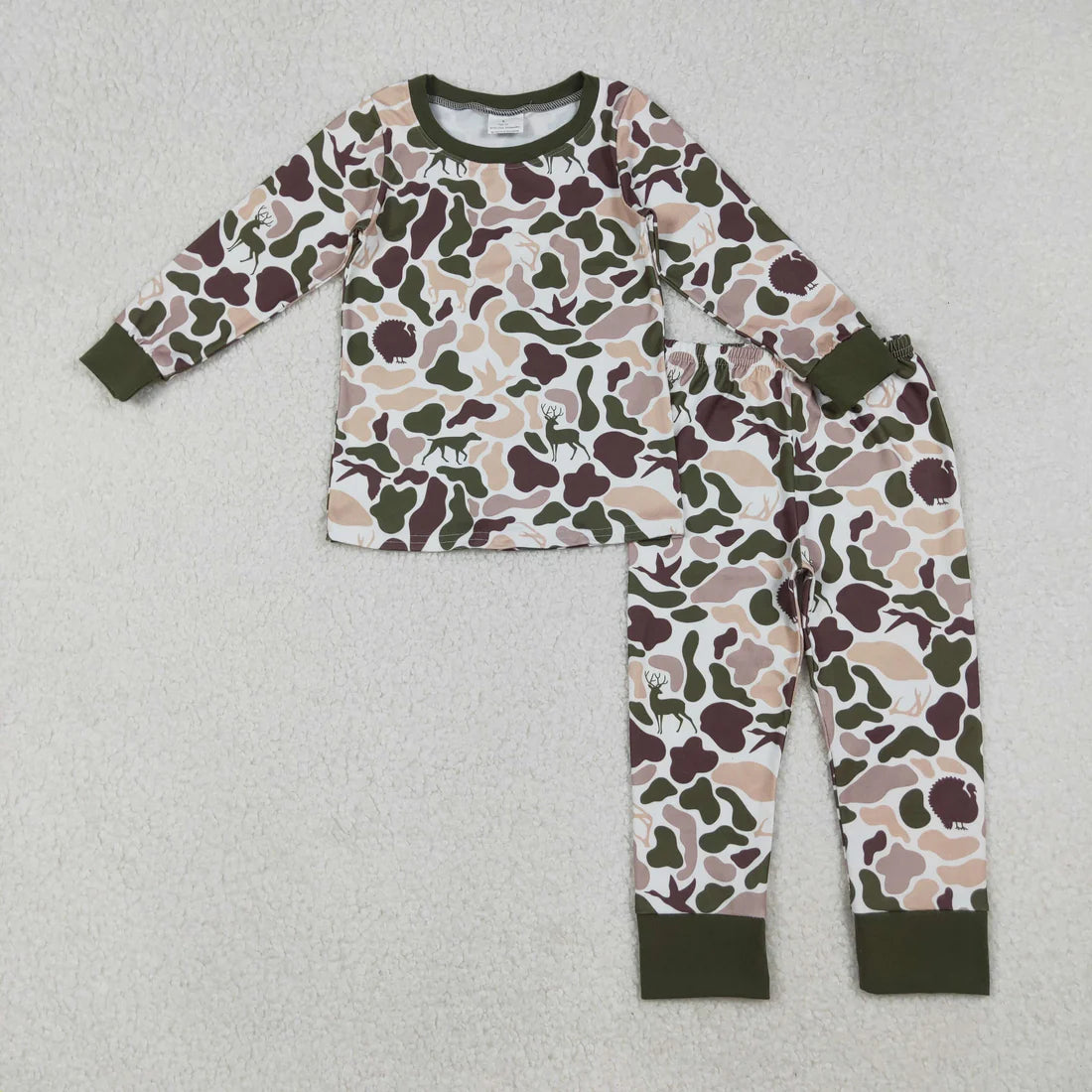Sibling Baby Boys Hunting  Camo Duck Deet Long Sleeve Pajama Set