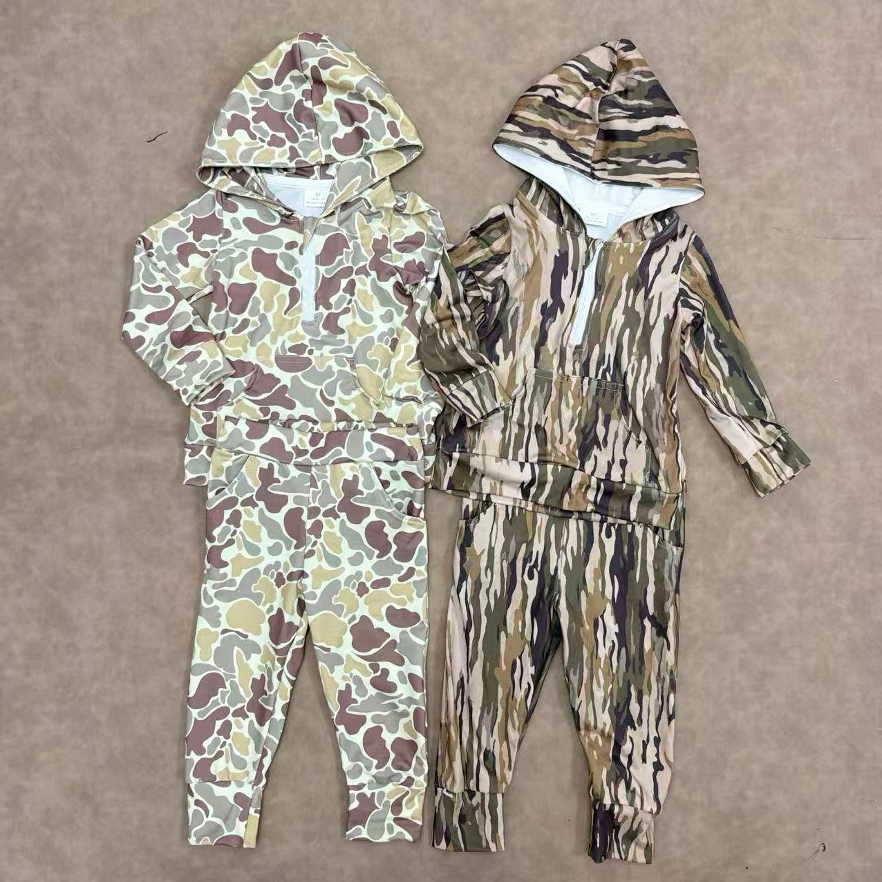 Toddler Boys Sibling Hunting Camo Hooded Top +Jogger Set