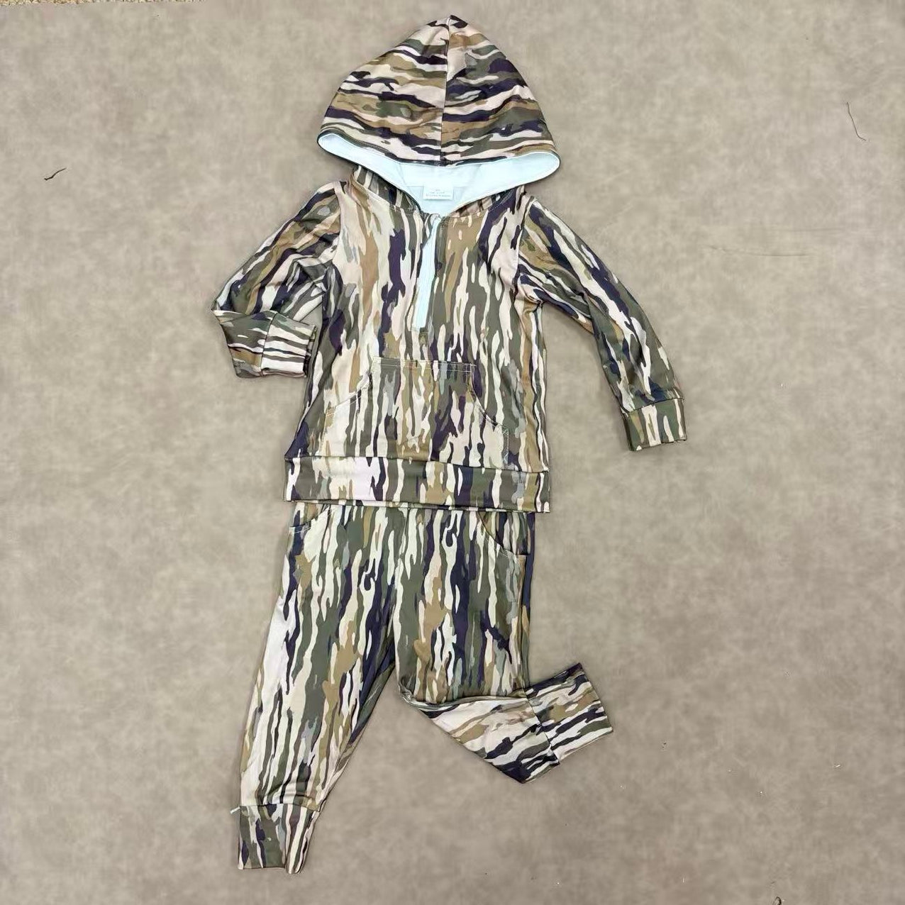 Toddler Boys Sibling Hunting Camo Hooded Top +Jogger Set