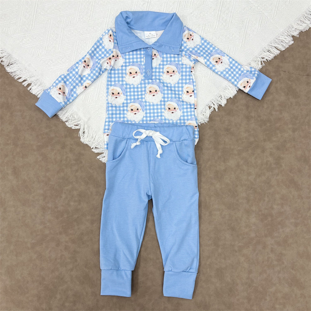 Baby Sibling Christmas Santa Pullover Top  Jogger Set