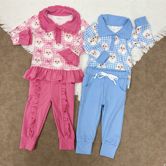 Baby Sibling Christmas Santa Pullover Top  Jogger Set