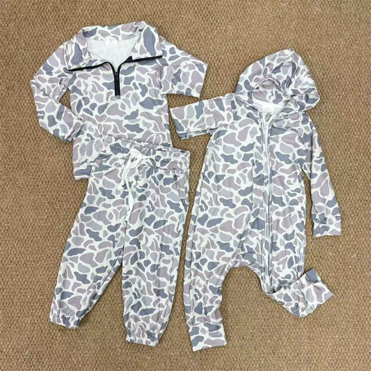 Siboing Boys Hunting Old School camo Jogger set /Hoodie Romper