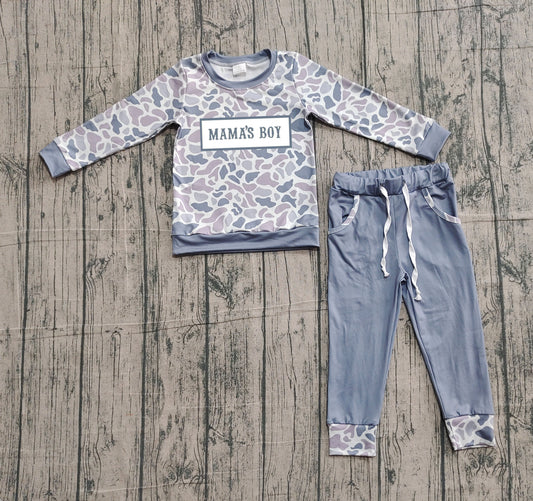 BLP1335 Mama's Boy Grey Camo Long Sleeve Jogger Set Preorder