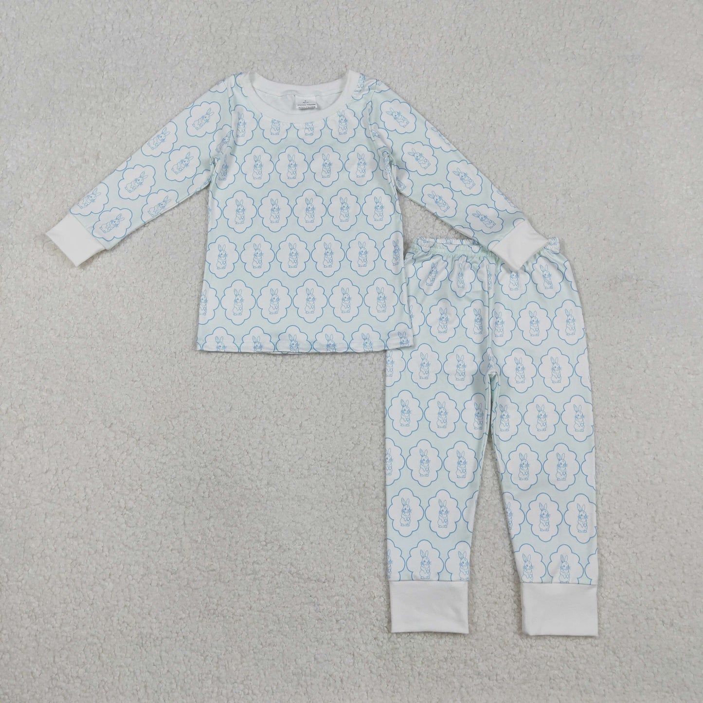 Baby Girls Boys Sibling  Easter Rabbits Long Sleeve Pajama Set
