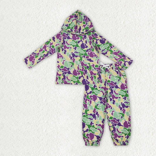 BLP1381 Baby Boys  Mardi Gras Camo Hoodie Top Jogger Set