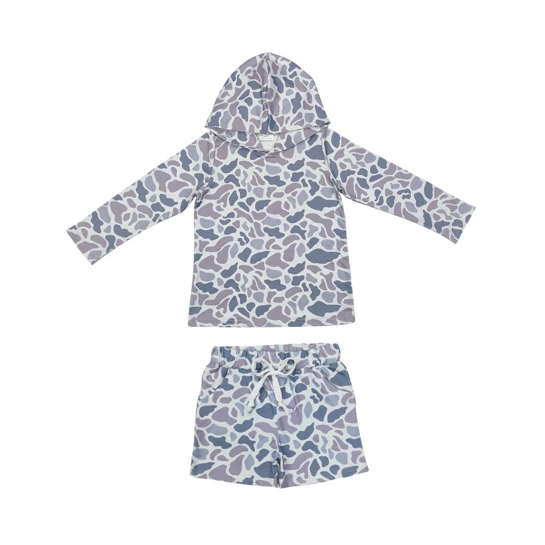 Sibling Baby Boys Camo Ice Cream Drip Hoodie Top With Shorts Outfit