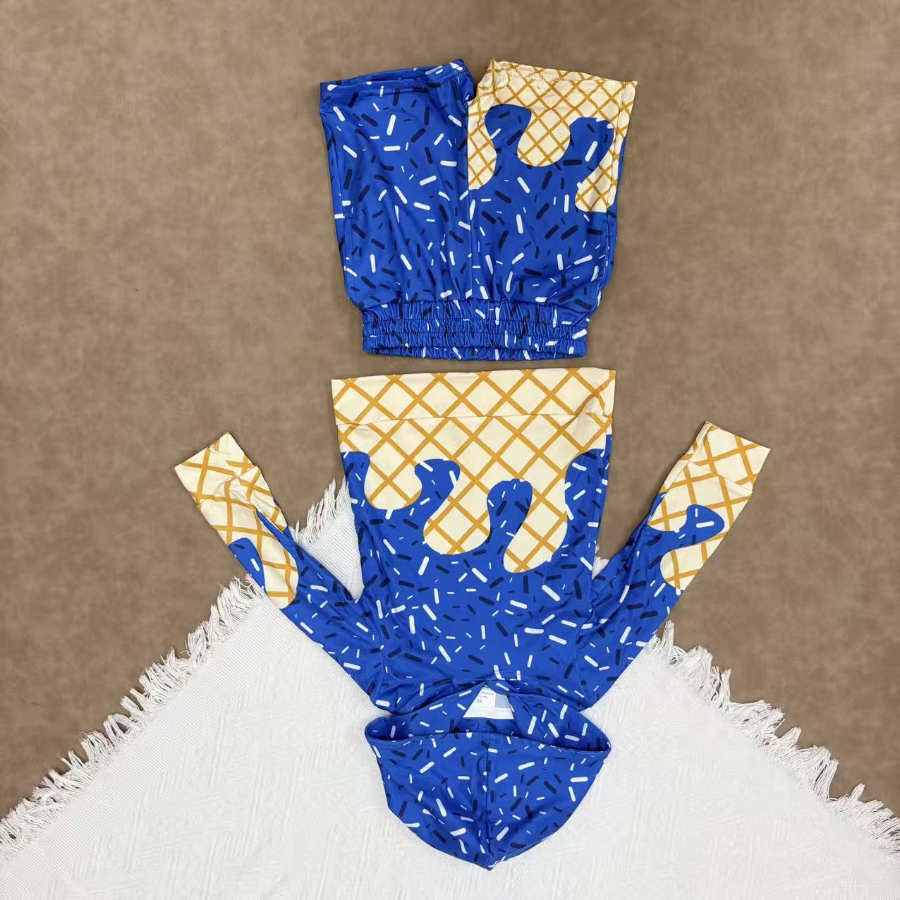 Sibling Baby Boys Camo Ice Cream Drip Hoodie Top With Shorts Outfit