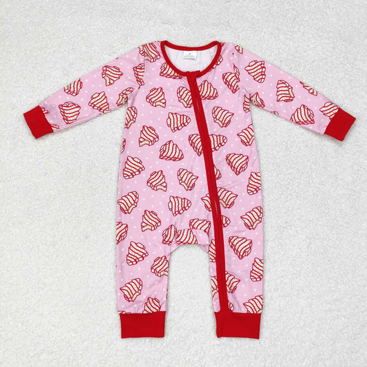 Baby Girls Christmas Cake Long Sleeve Zipper Romper