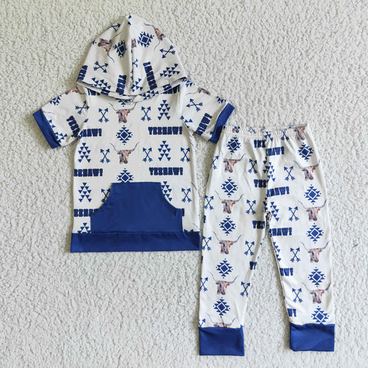 Baby boys western cow hoodie pants outfits