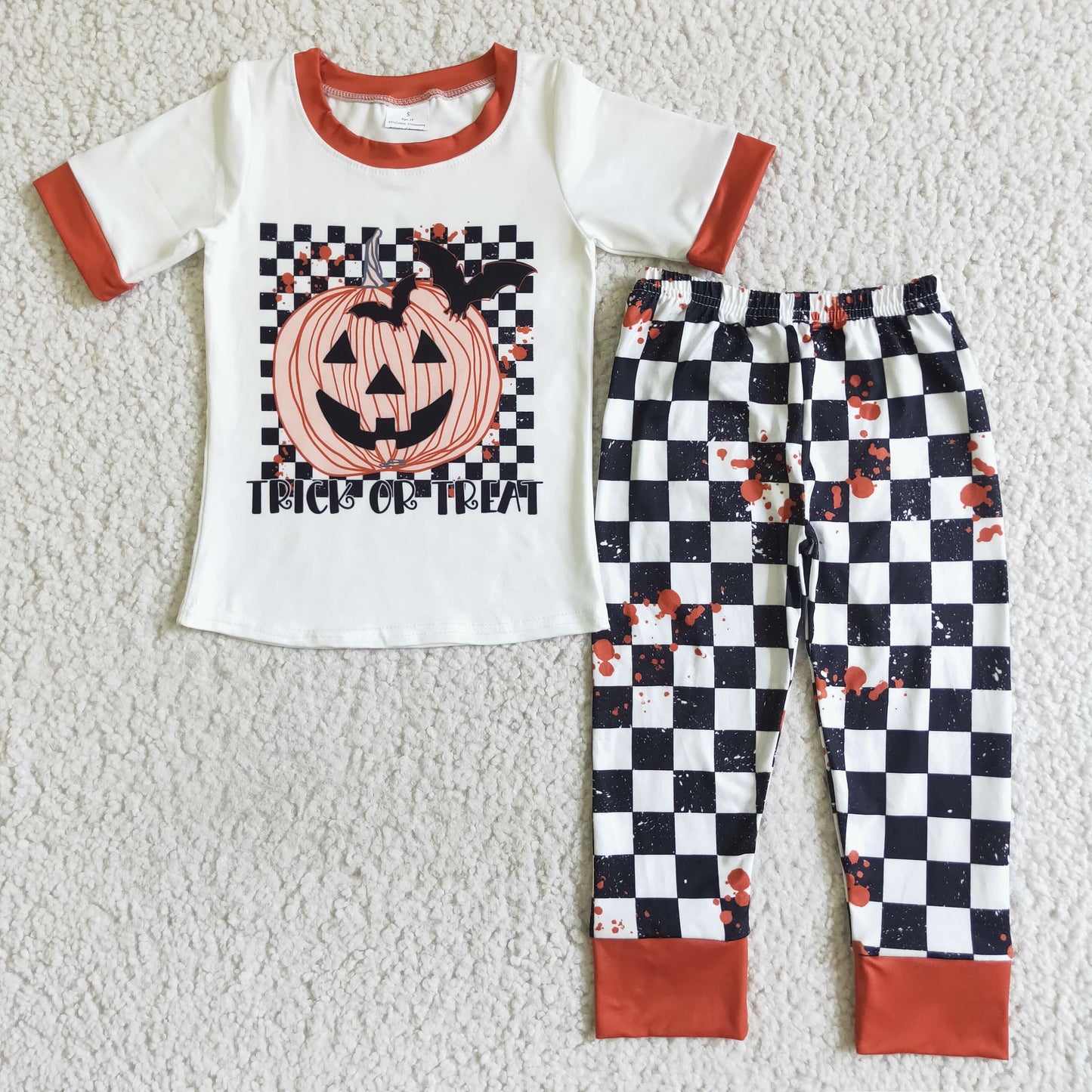 Sibling Toddler Girls and Boys Halloween Pumpkin Outfit