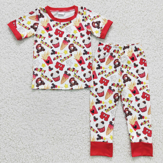 Baby Boys Cartoon Mouse Chip Print Top Pant Promotion Pajamas Set