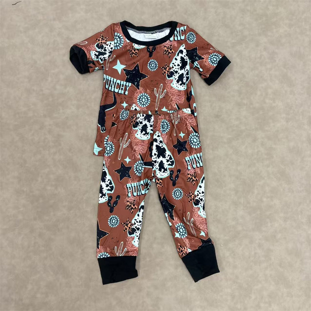 Kids Sibling Western Short Sleeve Top Pajama Outfit