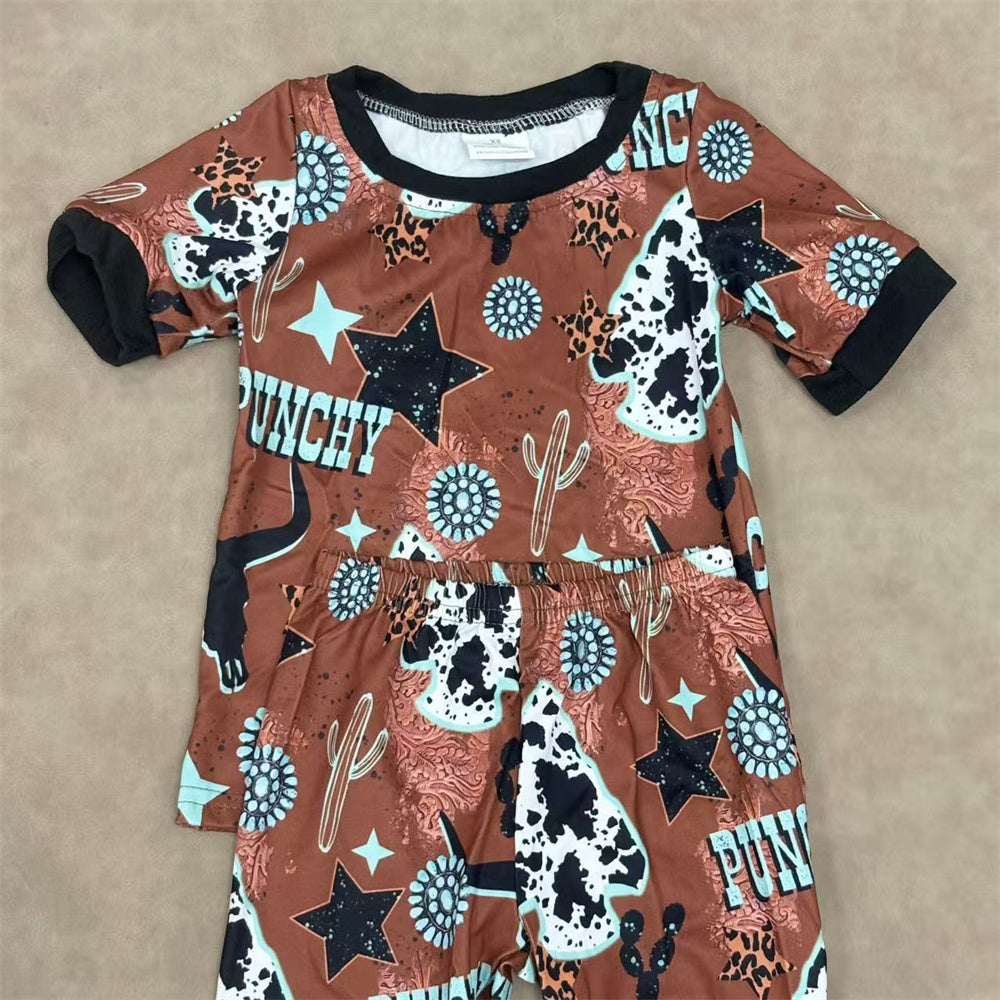 Kids Sibling Western Short Sleeve Top Pajama Outfit