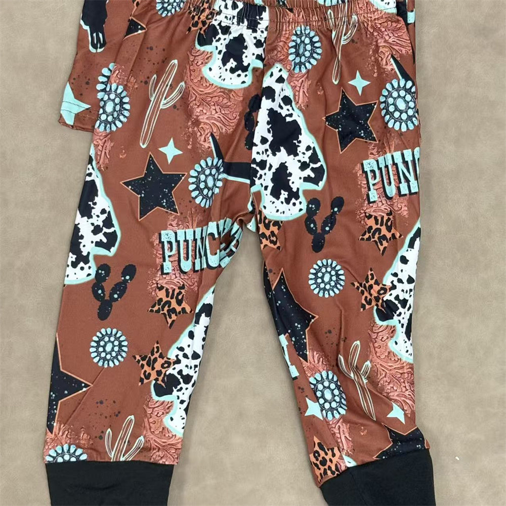 Kids Sibling Western Short Sleeve Top Pajama Outfit