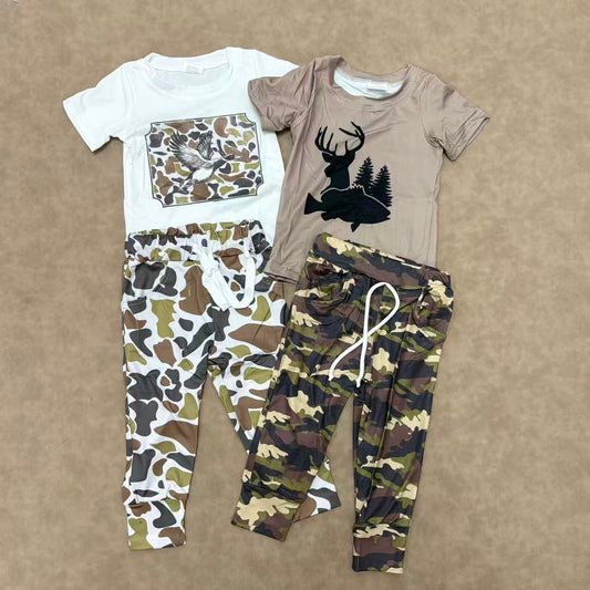 Sibling Baby Boys Hunting Mallard Duck Short Sleeve Top Camo Jogger Set