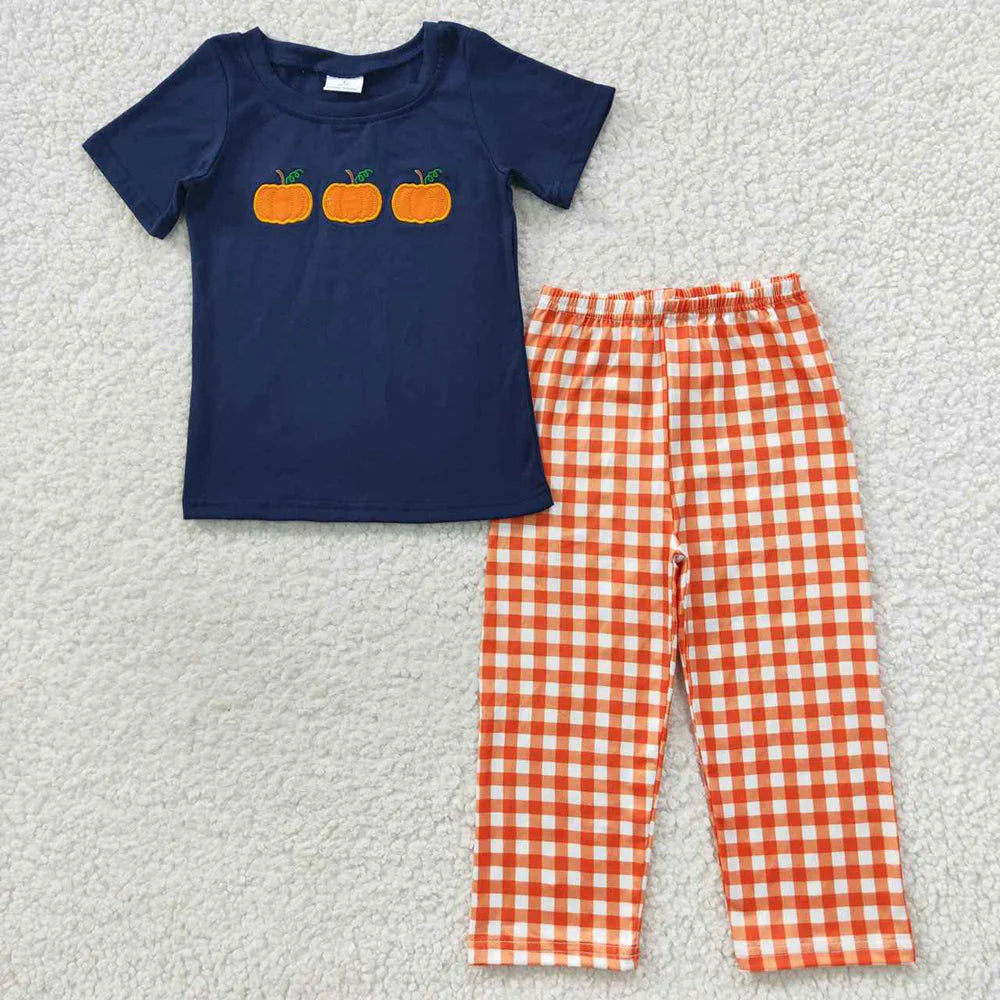 Sibling Baby Boys Dogs Pumpkin Tops Pants Outfits Clothes Sets