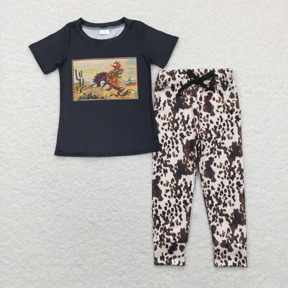 Sibling Baby Boys Western Shirt Jogger Pants Outfits Sets