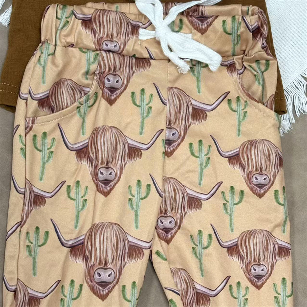 Kids Boys Sibling Western Higland Cow Pants Outfit
