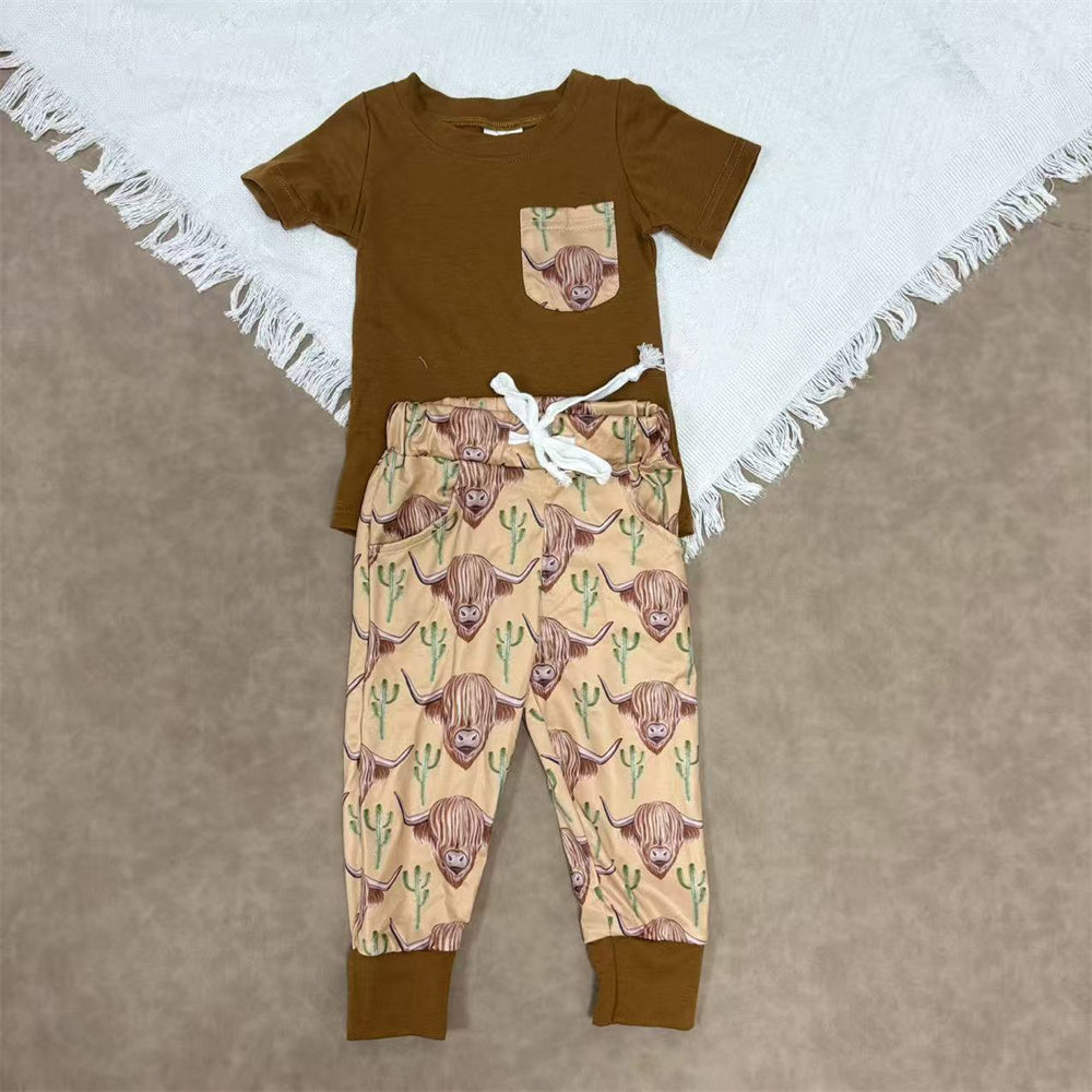 Kids Boys Sibling Western Higland Cow Pants Outfit