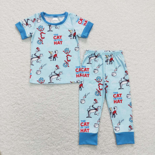 Baby Boys Dr Reading Cartoon Cat Pajama Set