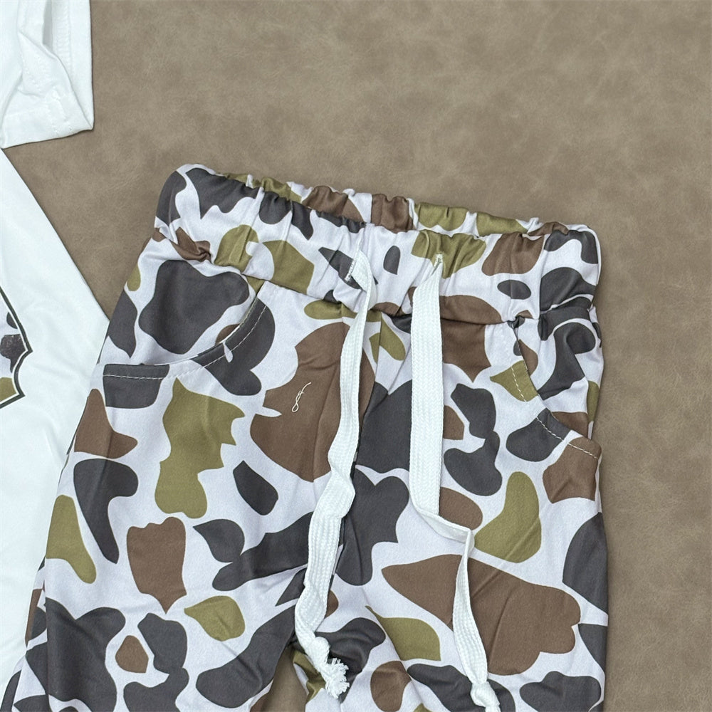 Sibling Baby Boys Hunting Mallard Duck Short Sleeve Top Camo Jogger Set