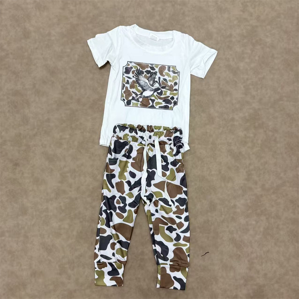 Sibling Baby Boys Hunting Mallard Duck Short Sleeve Top Camo Jogger Set