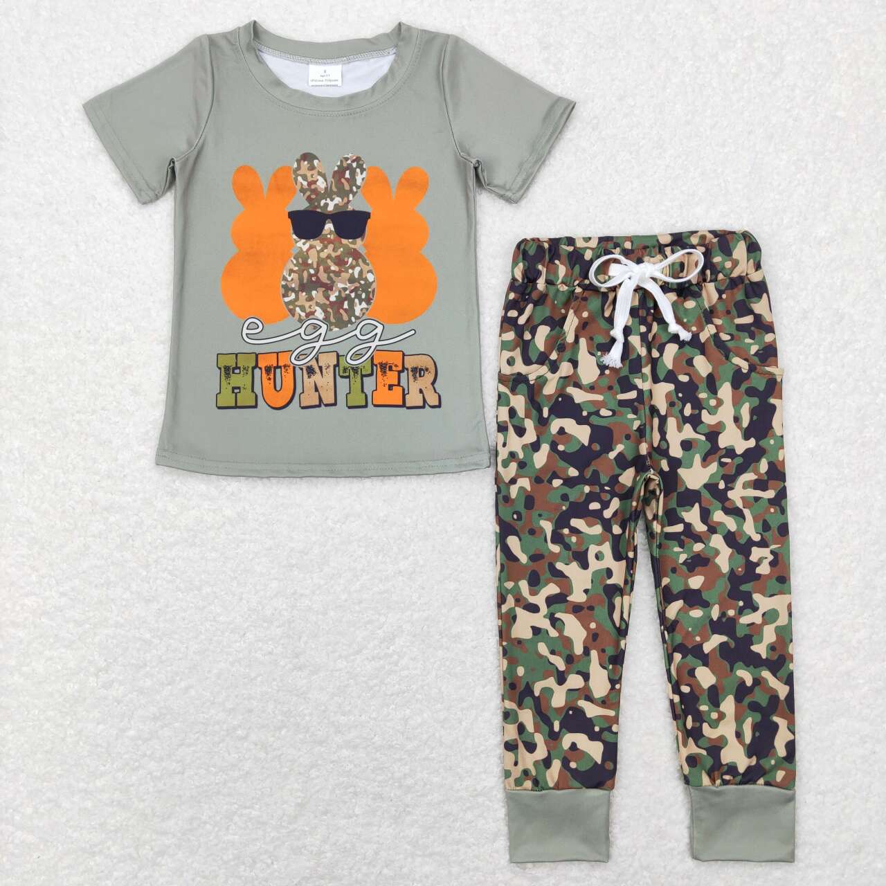 Sibling Girls Boys Easter Rabbit Hunter Shirts Tops Camo Pants Sibling Clothes Sets