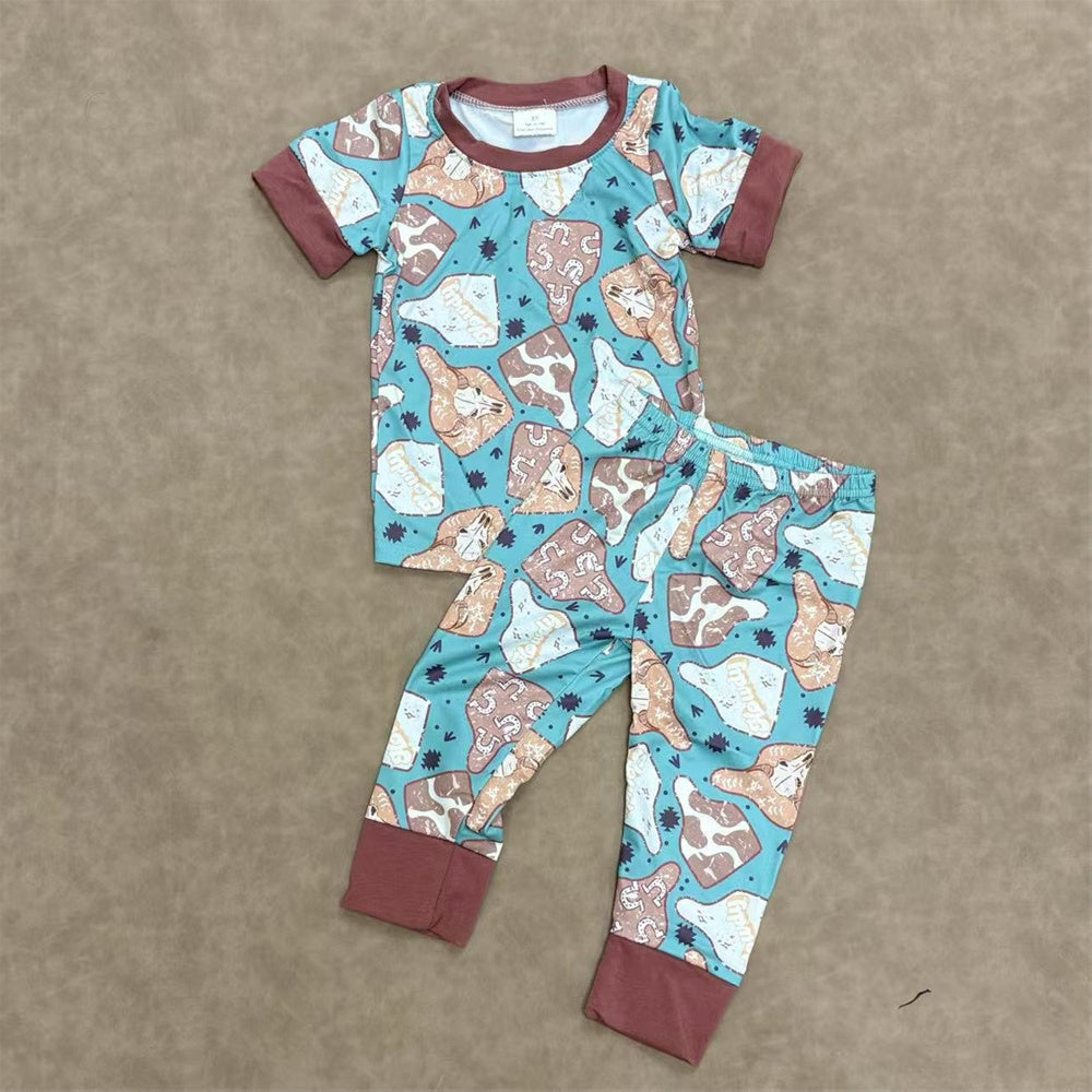 Sibling Toddler Boys Western Short Sleeve Top Pajama Set