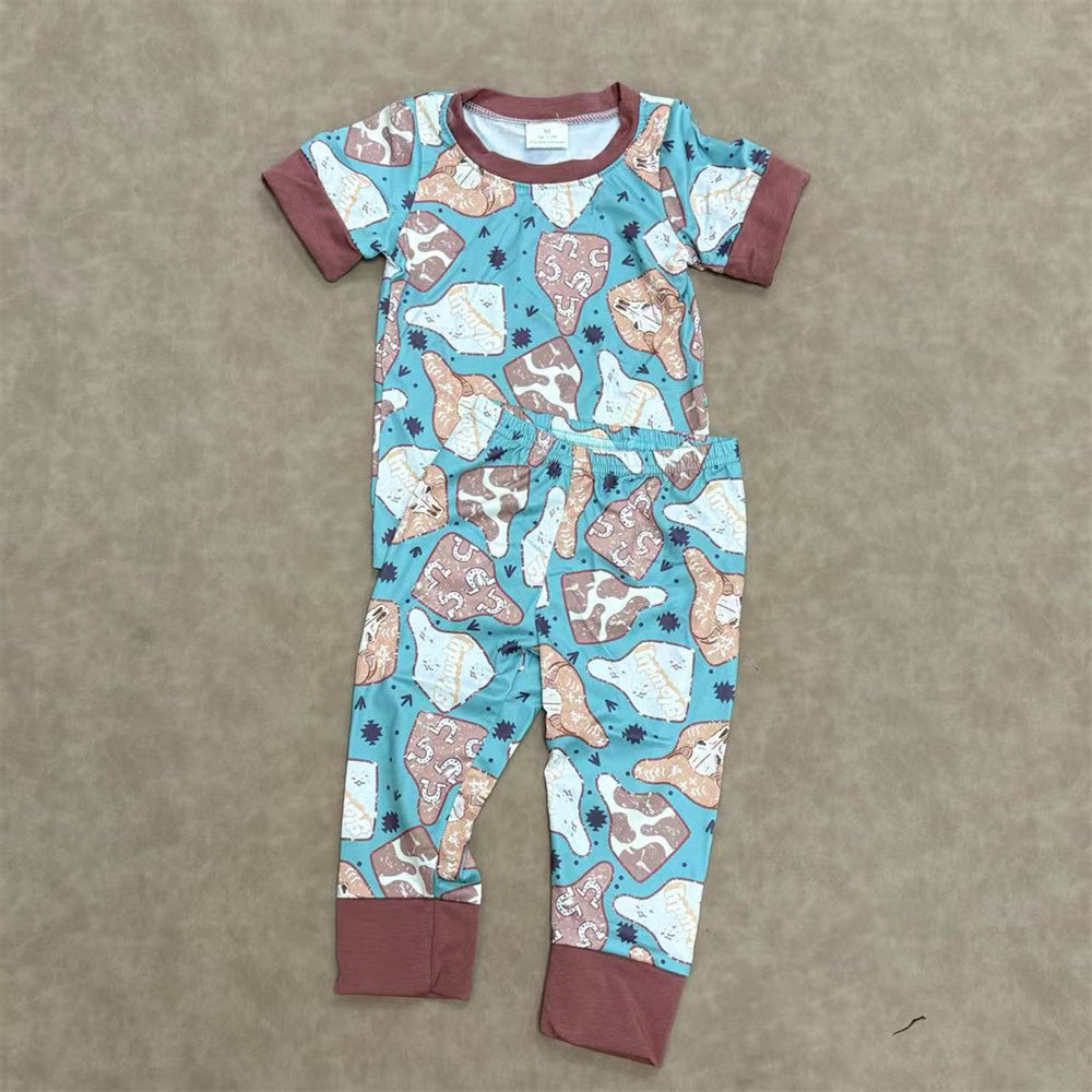 Sibling Toddler Boys Western Short Sleeve Top Pajama Set