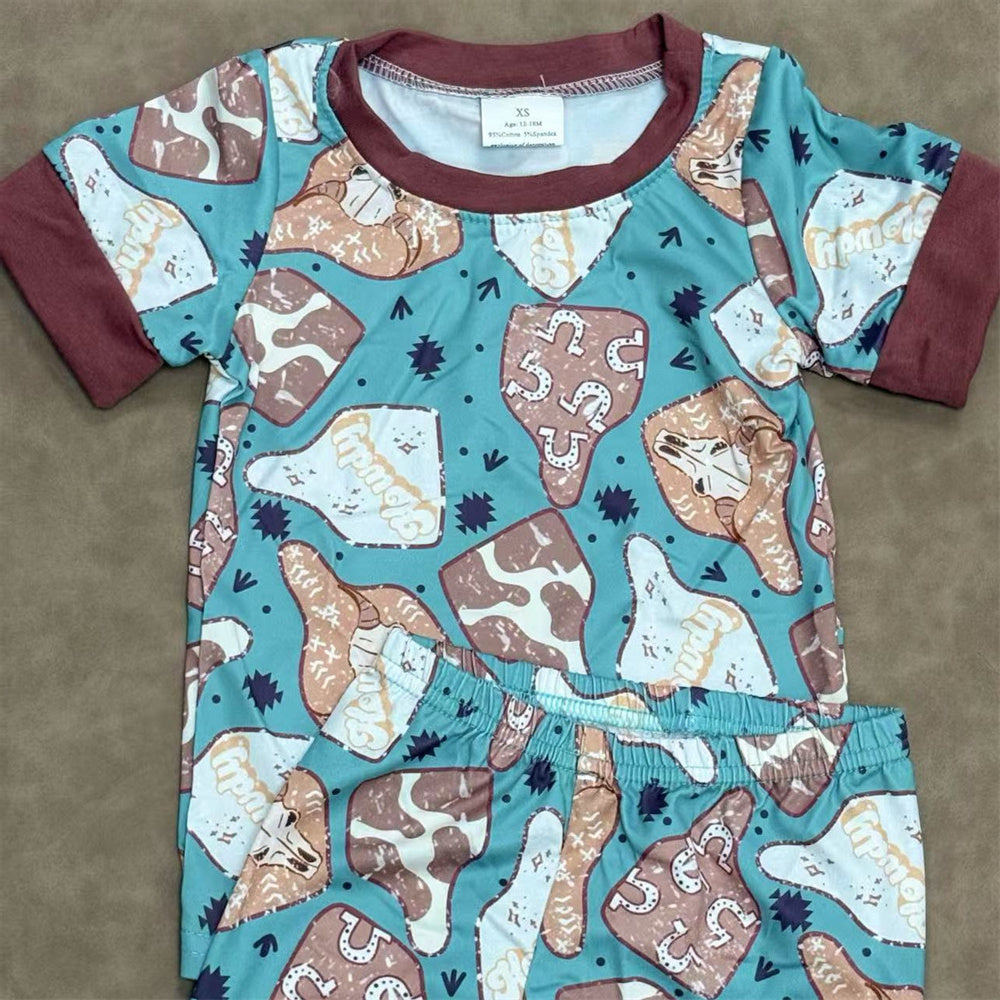Sibling Toddler Boys Western Short Sleeve Top Pajama Set