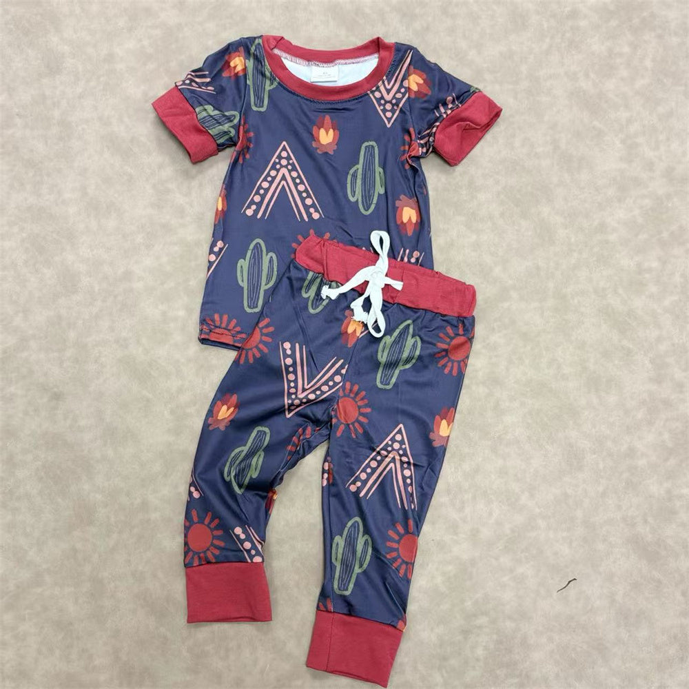 Sibling Toddler Boys Western Short Sleeve Top Pajama Set