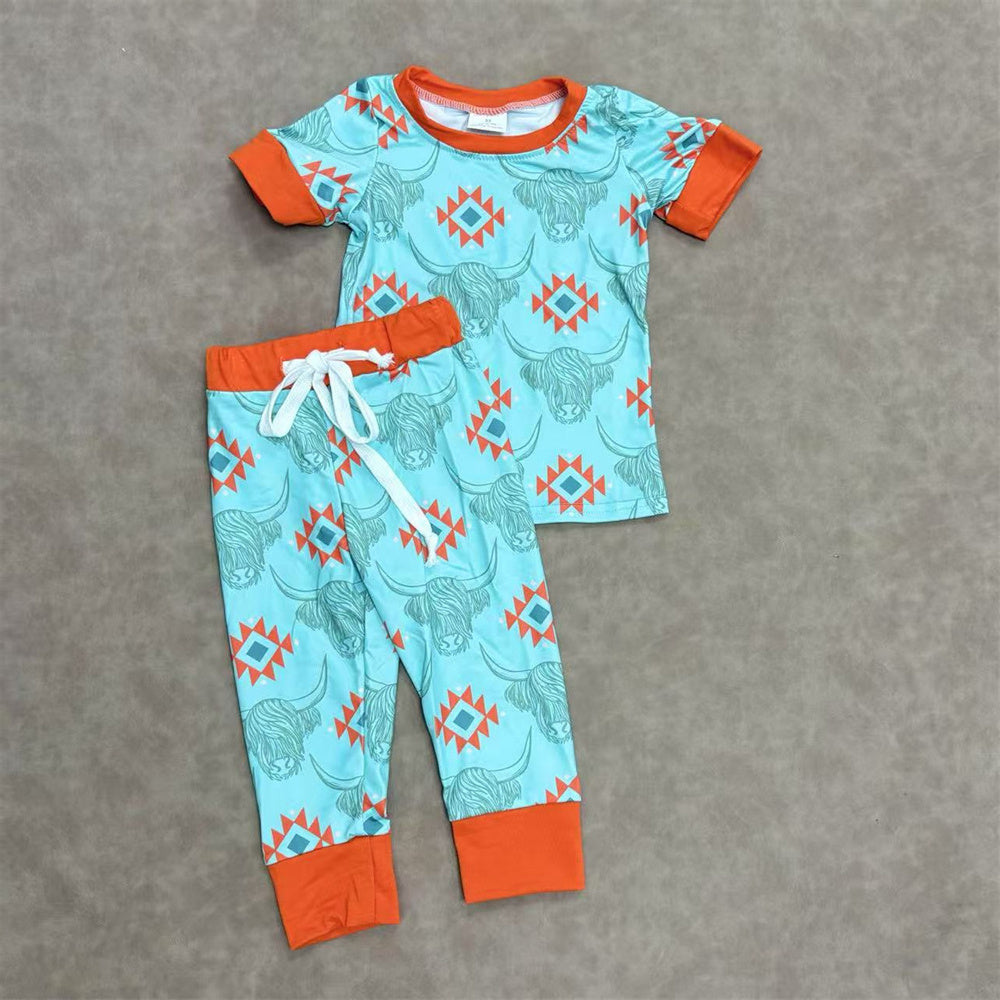 Sibling Toddler Boys Western Short Sleeve Top Pajama Set