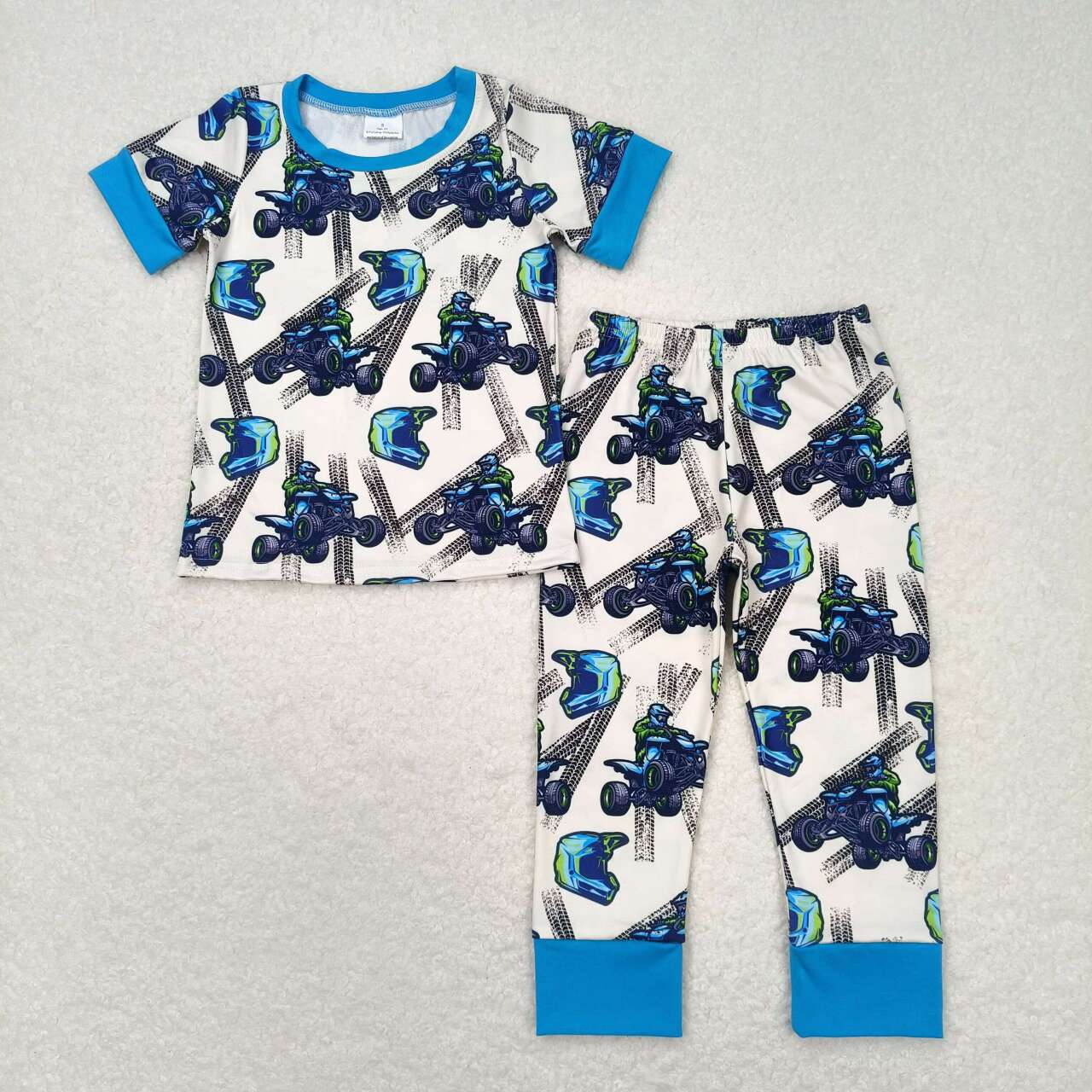 Baby Boys Blue Motobike Pajamas Romper Clothes Sets