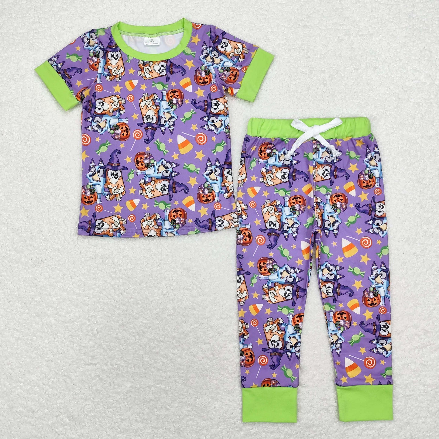 Baby Boys Halloween Cartoon Dog Short Sleeve Pajama Set