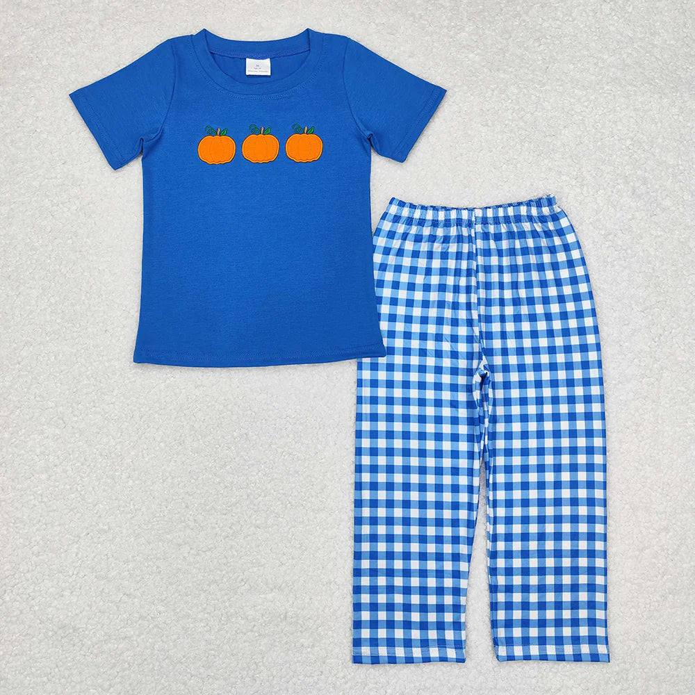 Sibling Baby Boys Dogs Pumpkin Tops Pants Outfits Clothes Sets