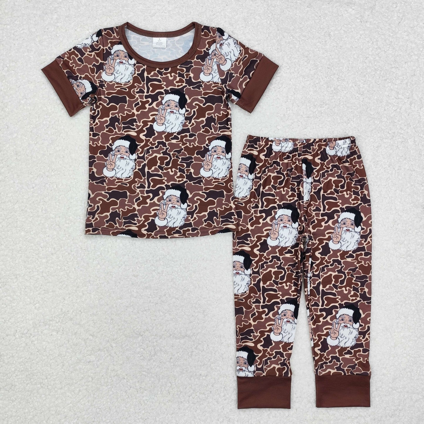 Baby Boys Brother Christmas Brown Camo Bamboo Pajama set +Romper