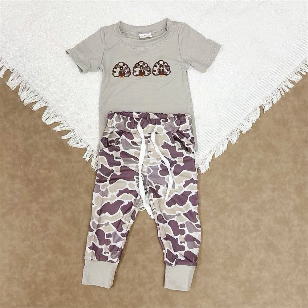 Little Turkey Hunter Boys Camo Jogger Outfit