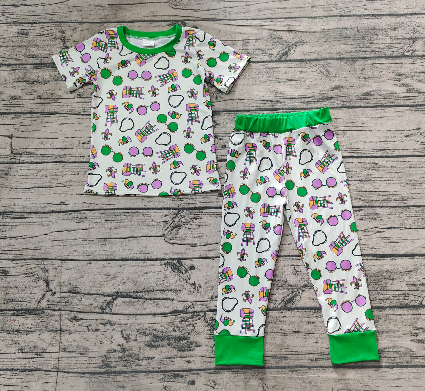 BSPO0495 Baby Boys Mardi Gras  Pajama Set Preorder