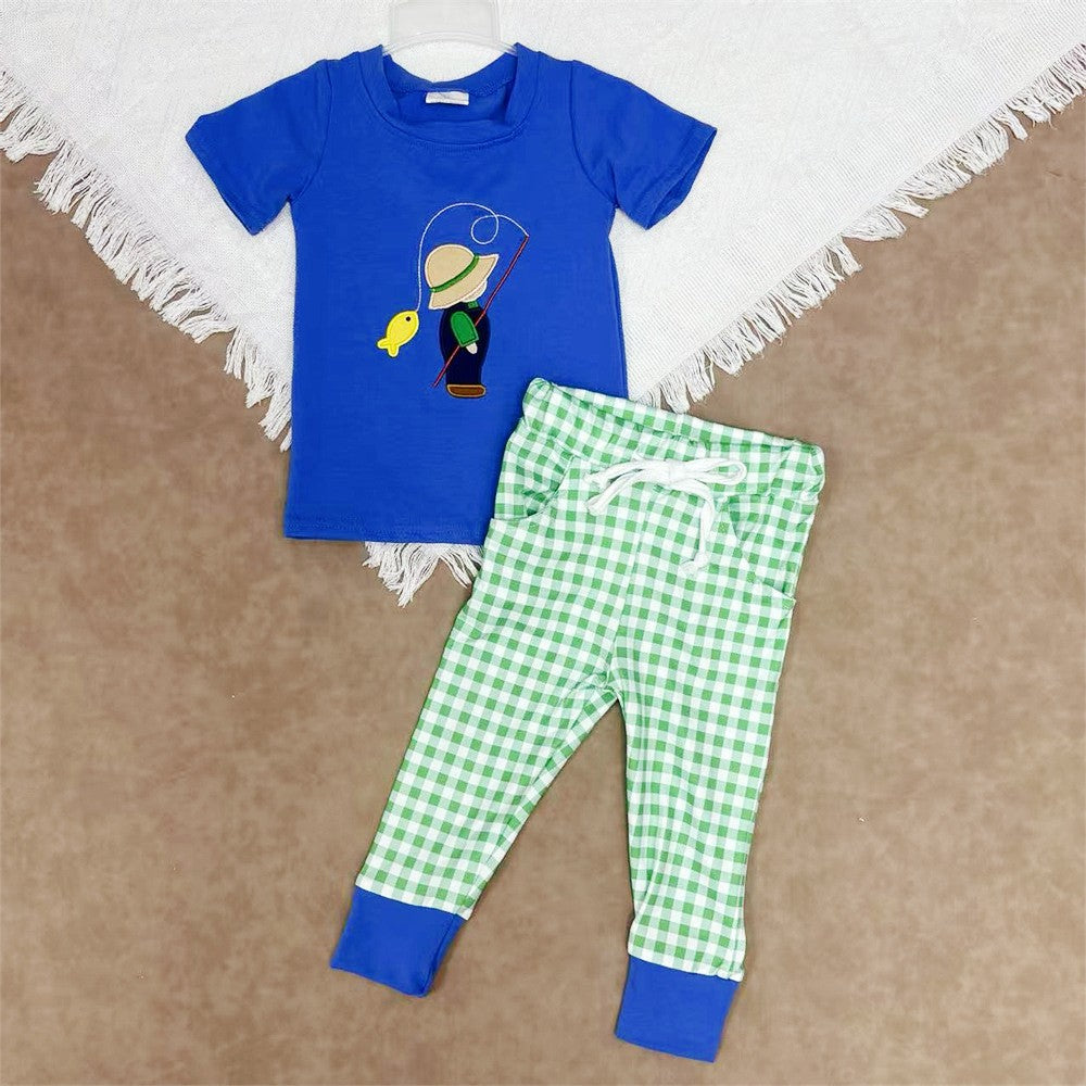 Baby Boys Sibling Hunting Fishing Short Sleeve Top With Pants Outfit