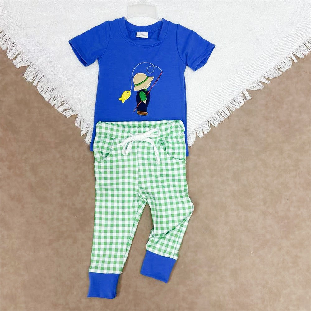 Baby Boys Sibling Hunting Fishing Short Sleeve Top With Pants Outfit