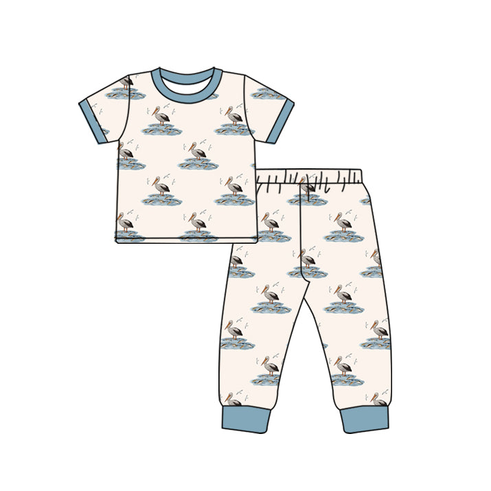 Toddler Baby Brother Bird Print Short Sleeve Pajama and Romper Preorder