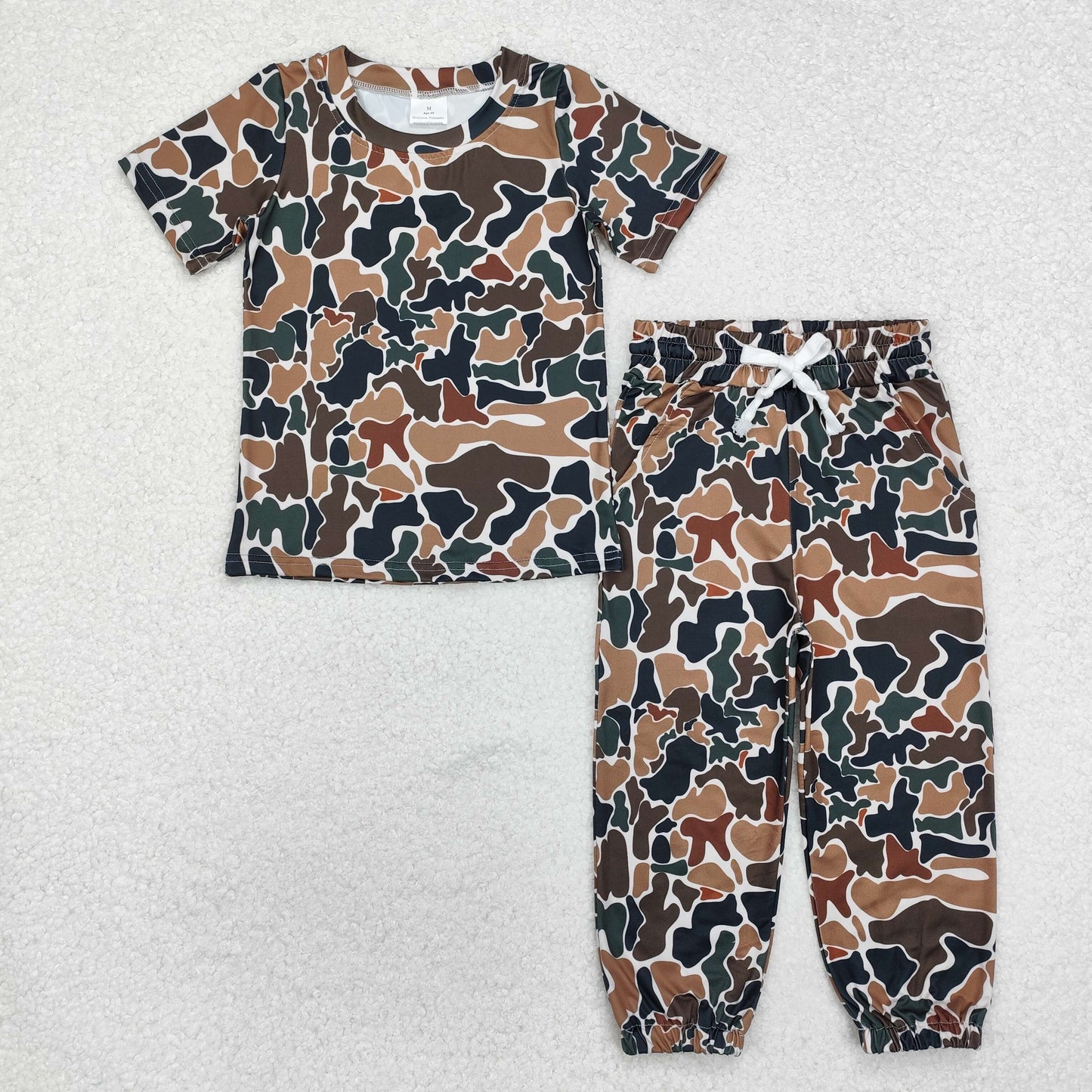 BSPO0530 Baby Boys Dark Camo Short Sleeve Pants Outfit