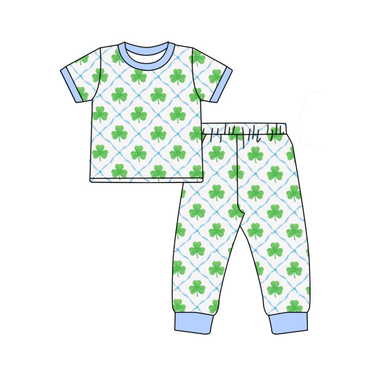 BSPO0531 Baby Boys Saint Patrick clover Pajama Set Preorder